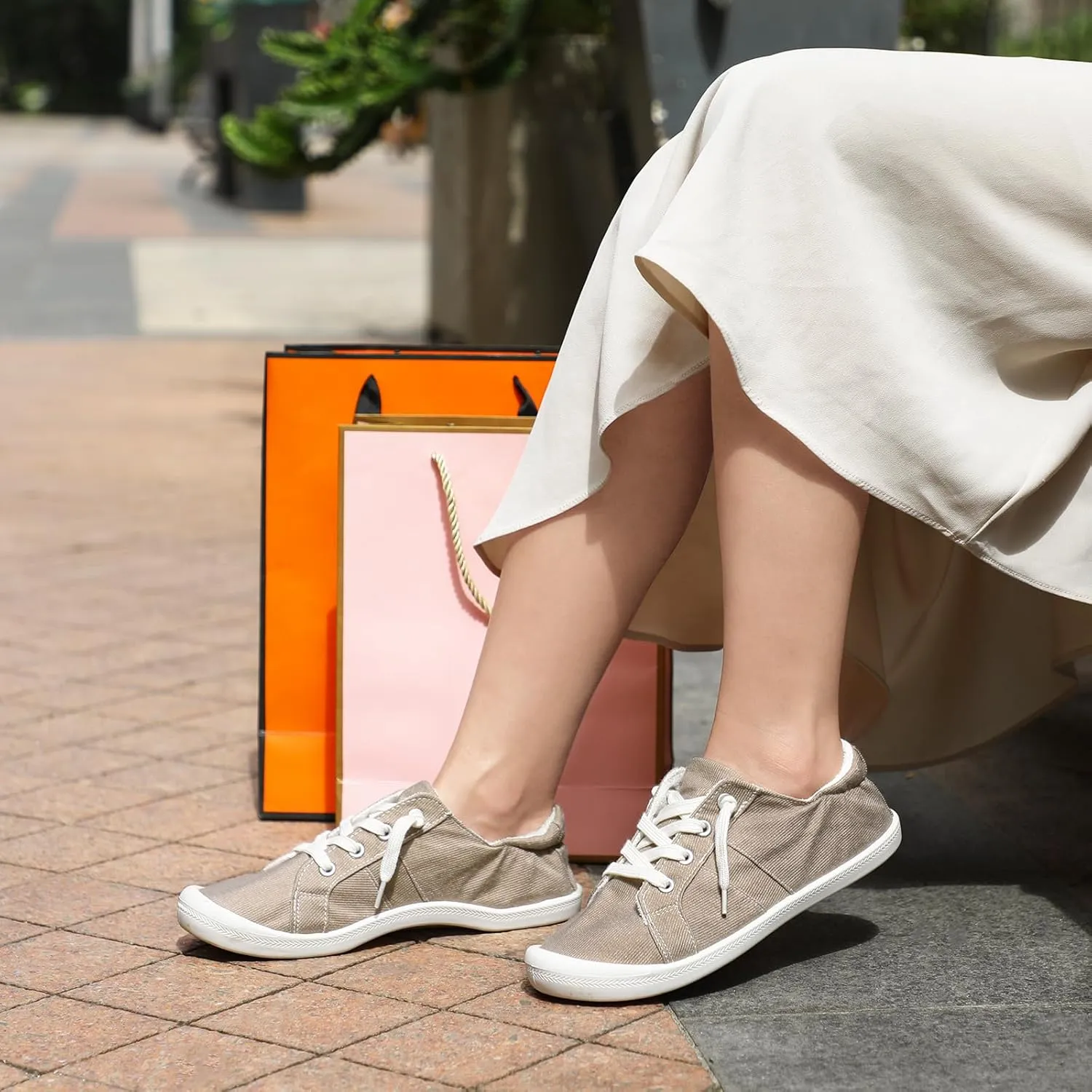 STQ Women Slip On Sneakers, Low Top Casual Canvas Shoes
