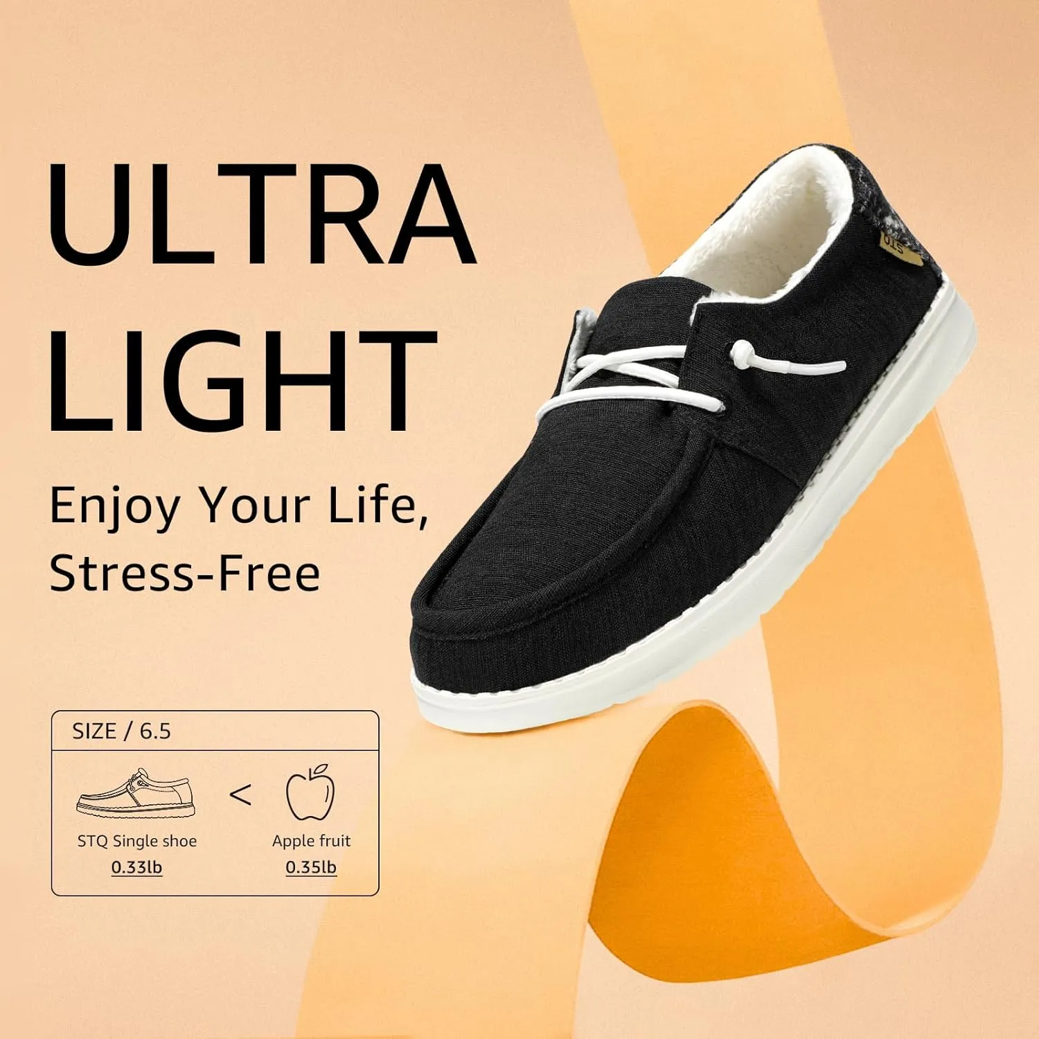 STQ Women's Slip on Fur Lined Loafers丨Orthopedic Cozy Ultralight Boat Casual Shoes with Arth Support