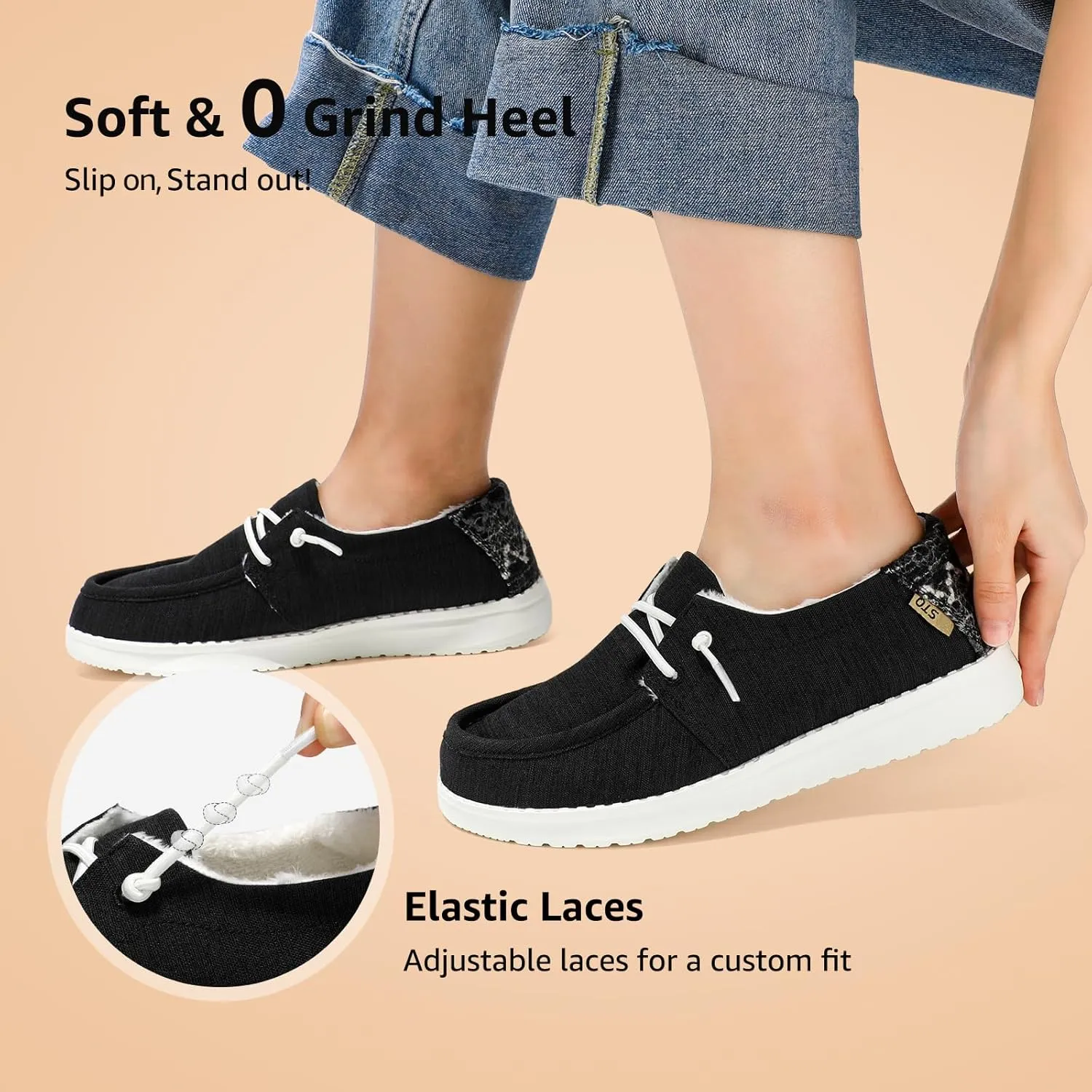 STQ Women's Slip on Fur Lined Loafers丨Orthopedic Cozy Ultralight Boat Casual Shoes with Arth Support