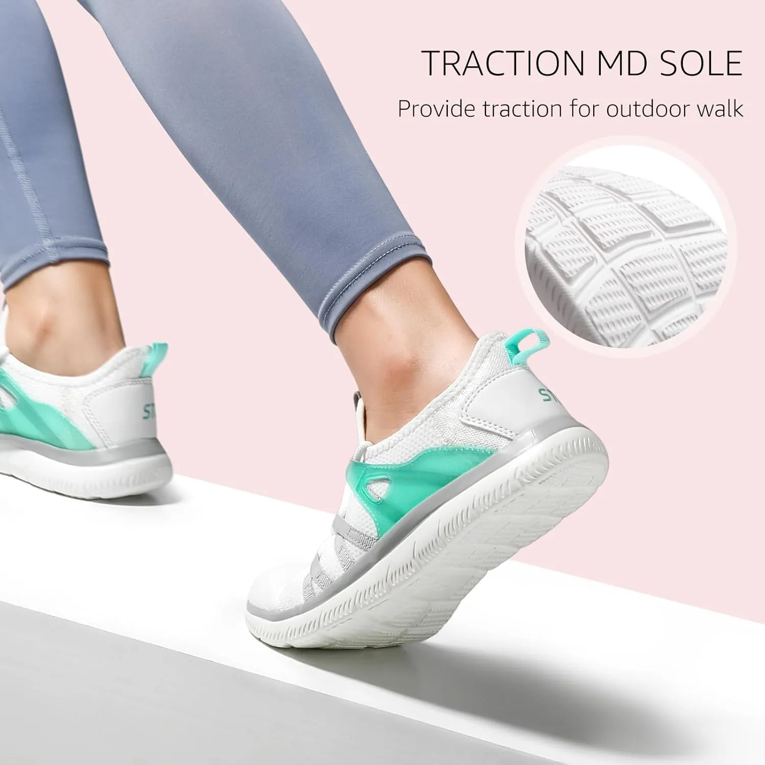 STQ Womens Slip on Sneakers Breathable Tennis Arch Support Comfortable Walking Shoes Plantar Fasciitis Orthopedic Workout Gym Cross Training Athletic Standing