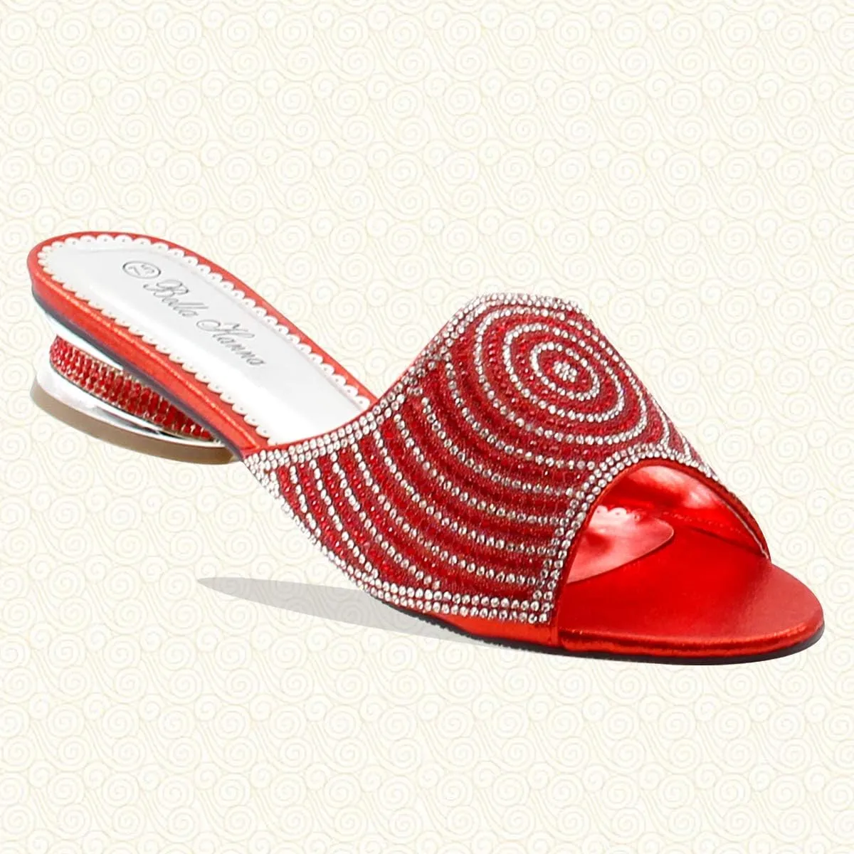 Stylish & Comfort Women Low Heel Fashion Rhinestones Glitter Bling Open Toe Slip On Sandals/Sleepers Disley