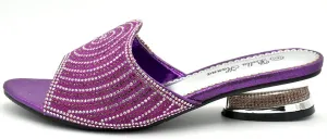 Stylish & Comfort Women Low Heel Fashion Rhinestones Glitter Bling Open Toe Slip On Sandals/Sleepers Disley