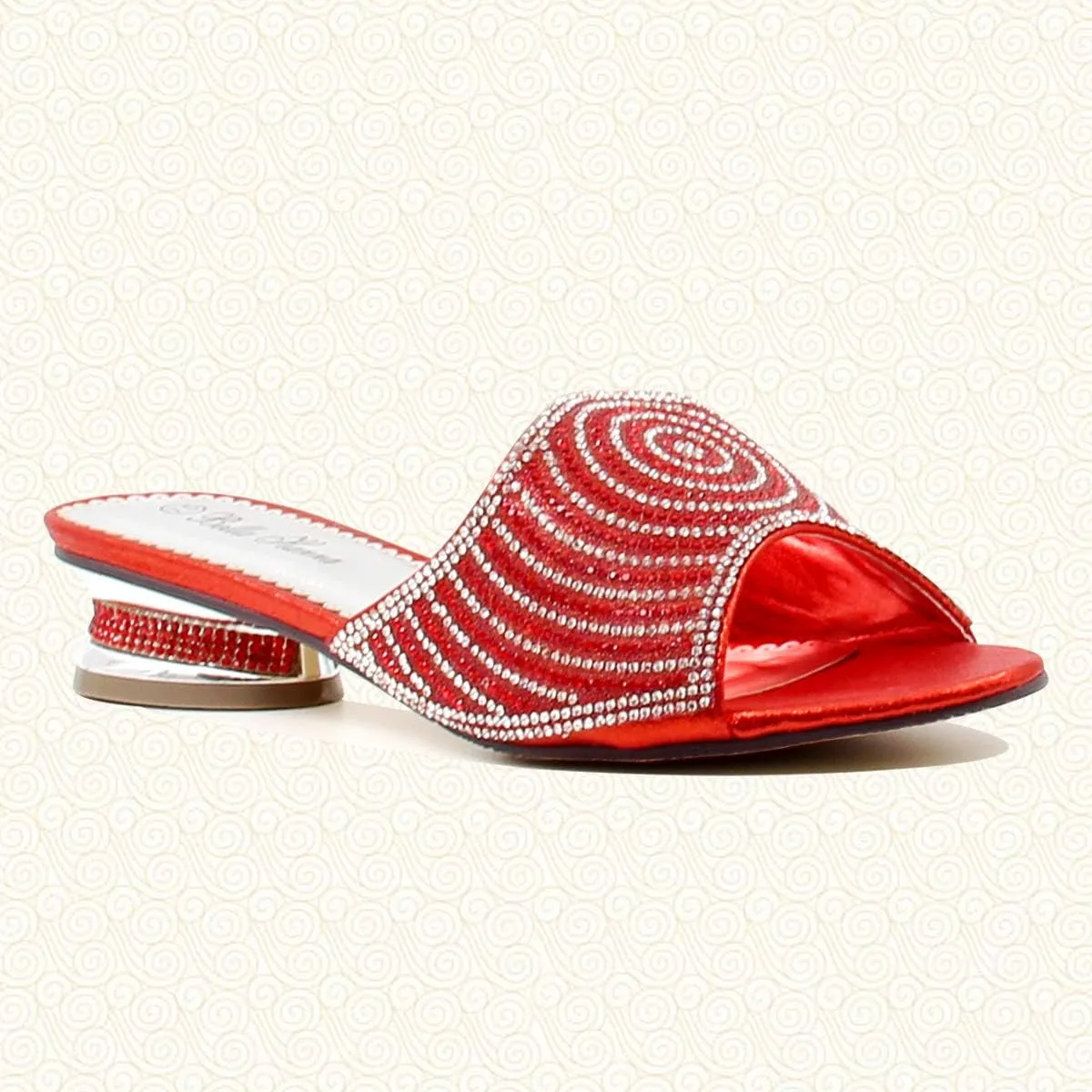 Stylish & Comfort Women Low Heel Fashion Rhinestones Glitter Bling Open Toe Slip On Sandals/Sleepers Disley