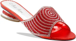 Stylish & Comfort Women Low Heel Fashion Rhinestones Glitter Bling Open Toe Slip On Sandals/Sleepers Disley
