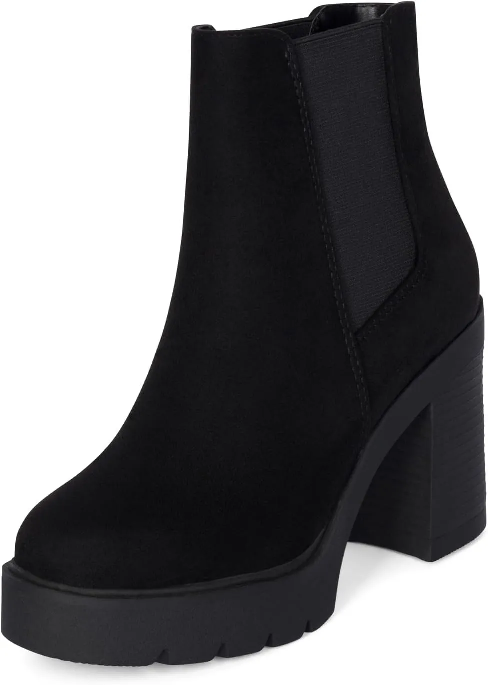 STYLISH S DIVINE - Womens Chuncky High Heel Round Toe Platform Chelsea Ankle Boots