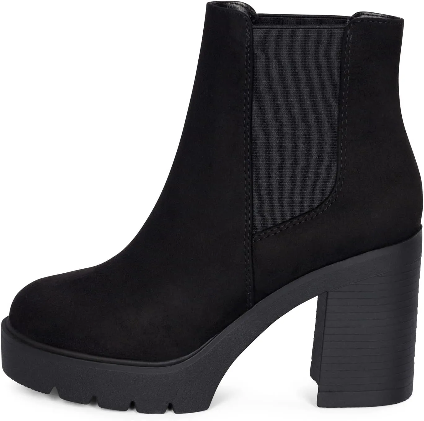 STYLISH S DIVINE - Womens Chuncky High Heel Round Toe Platform Chelsea Ankle Boots