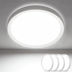 SunRider 4-Pack 9 Inch LED Flush Mount Ceiling Light, 2300LM, 5000K Daylight White, 20W Dimmable Modern Slim Round Flat Ceiling Lights for Hallway