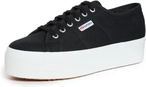 Superga Unisex 2790 Platform Sneaker, Black/F White, 8.5 US Men