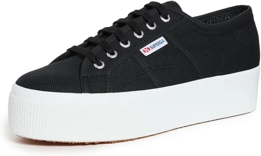 Superga Unisex 2790 Platform Sneaker, Black/F White, 8.5 US Men