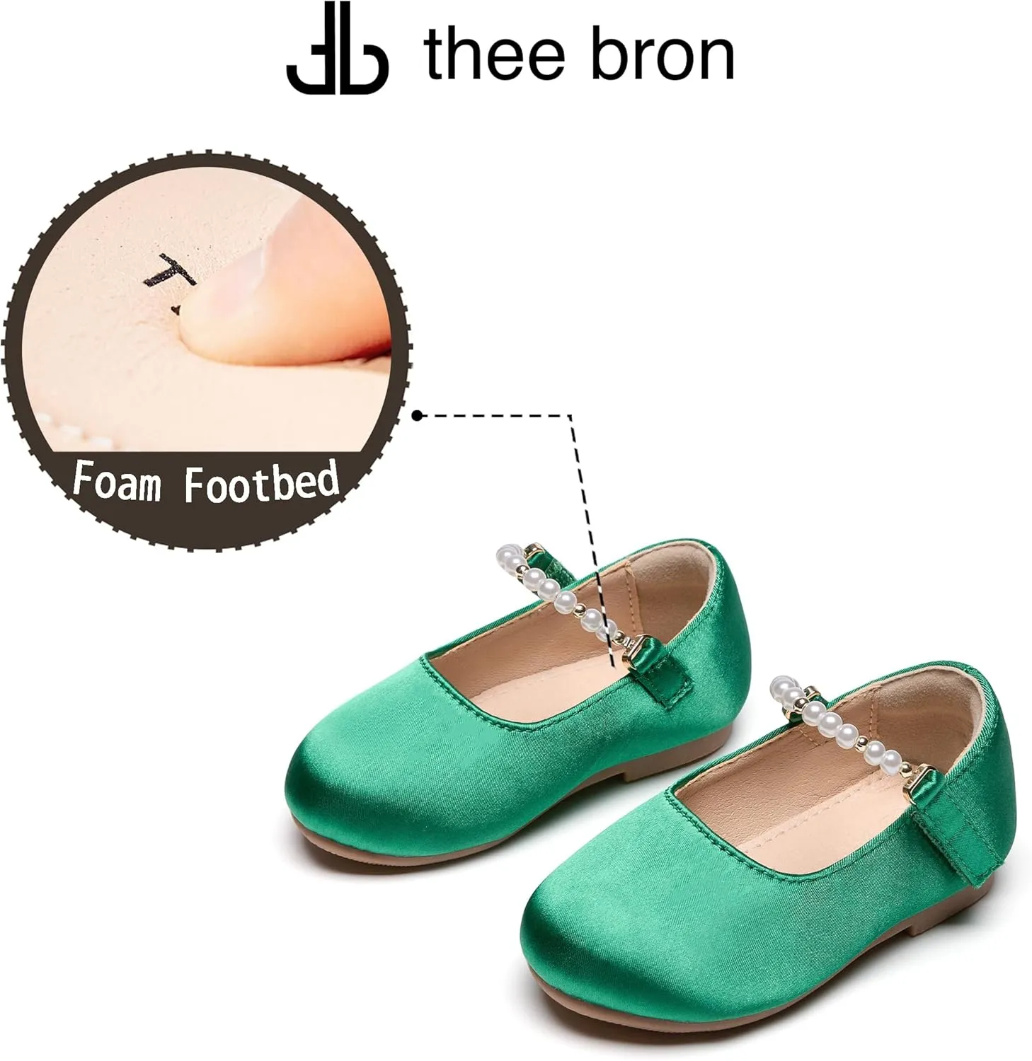 THEE BRON Toddler Dress Shoes Flower Girls Glitter Mary Jane Ballerina Flat Shoes