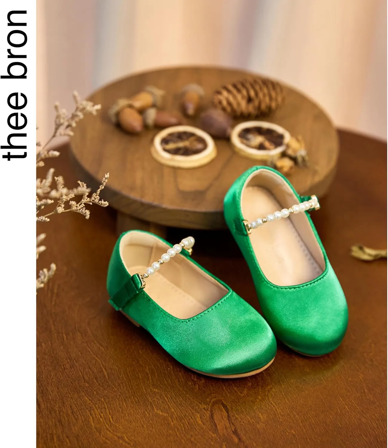 THEE BRON Toddler Dress Shoes Flower Girls Glitter Mary Jane Ballerina Flat Shoes