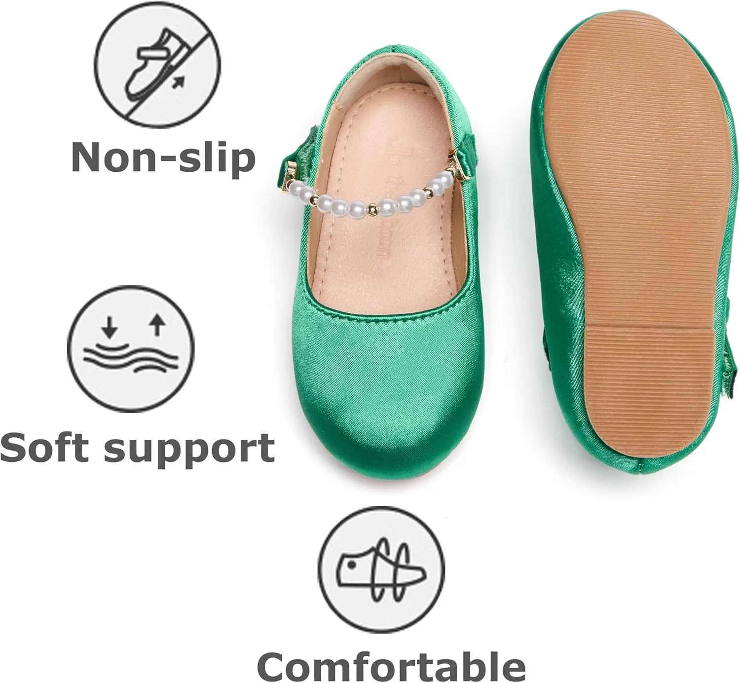 THEE BRON Toddler Dress Shoes Flower Girls Glitter Mary Jane Ballerina Flat Shoes