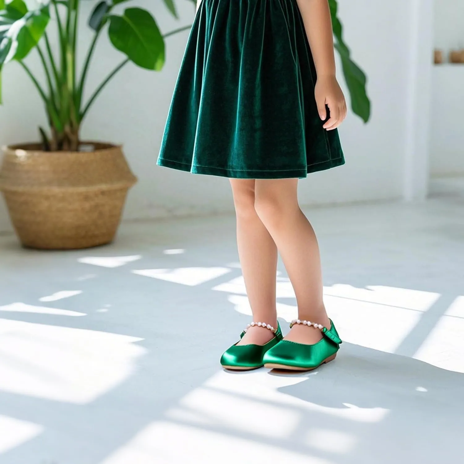 THEE BRON Toddler Dress Shoes Flower Girls Glitter Mary Jane Ballerina Flat Shoes