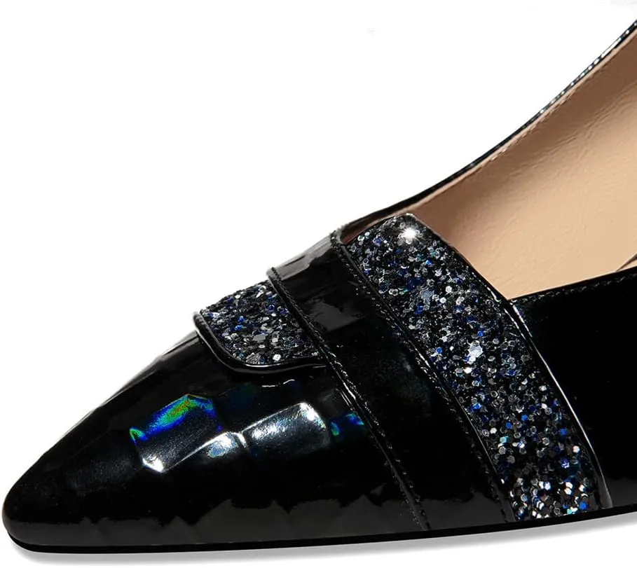 TinaCus Women's Pointed Toe Patent Leather Handmade Mid Heels Stylish Office Lady Pumps Shoes