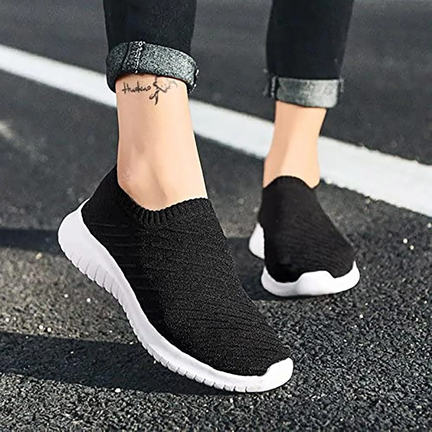 TIOSEBON Men's Slip On Walking Shoes Knit Mesh Tennis Sneaker