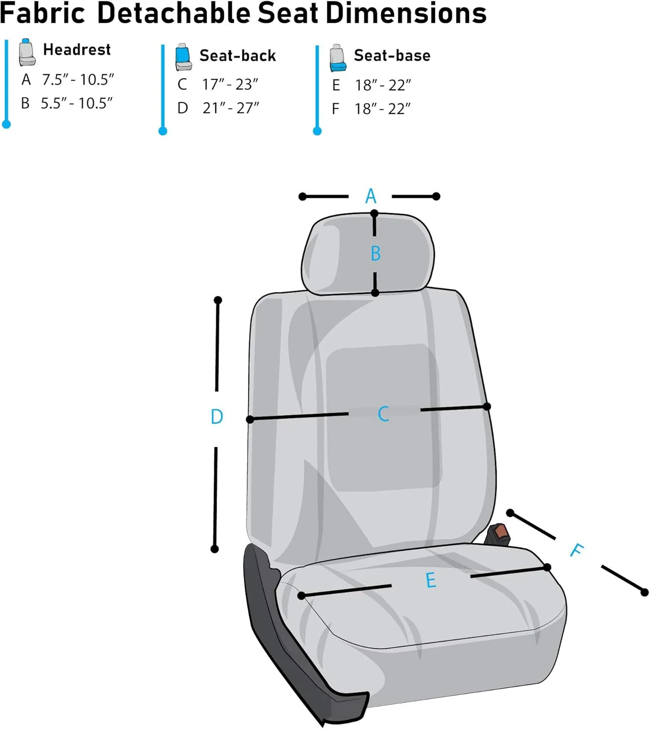 TLH Light and Breezy Flat Cloth Automotive Car Seat Covers Front Set Only, Airbag Compatible, Blue Color Universal Fit Car Seat Protector for Cars, Auto, Trucks, SUV