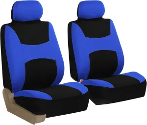 TLH Light and Breezy Flat Cloth Automotive Car Seat Covers Front Set Only, Airbag Compatible, Blue Color Universal Fit Car Seat Protector for Cars, Auto, Trucks, SUV