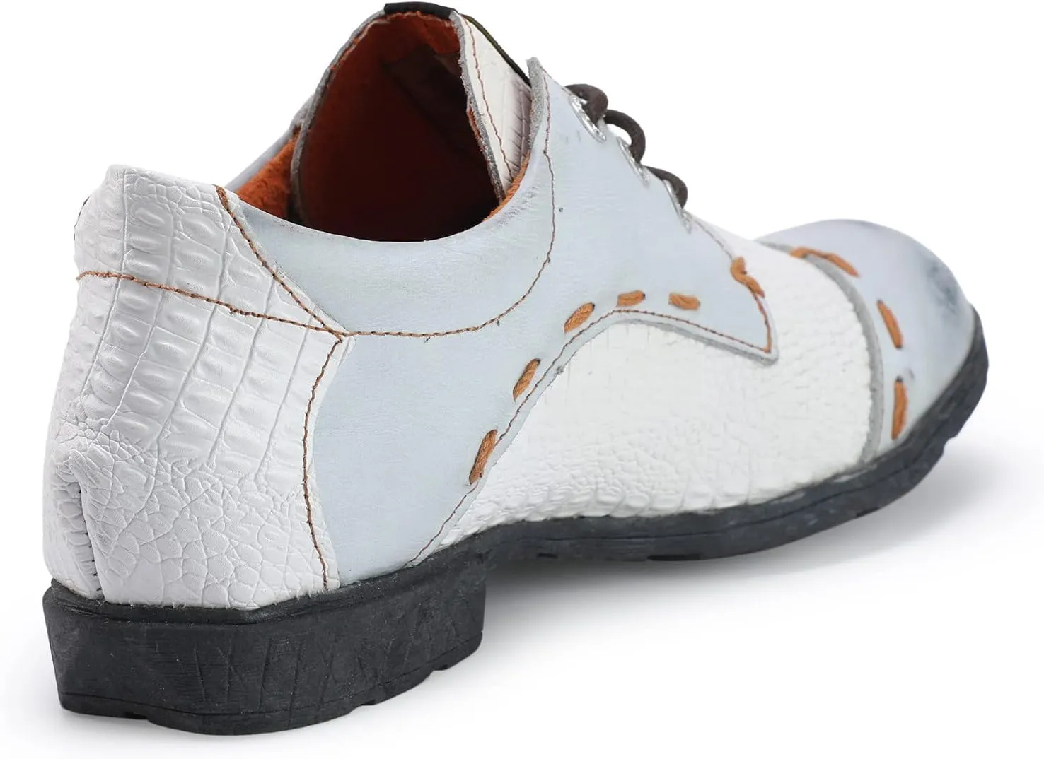 TMA EYES & MAiA Womens Handmade Stitching Shoes Leather Lace-up Low Heel Casual Shoes for Outdoor