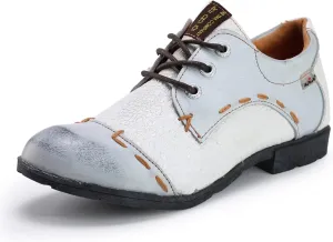 TMA EYES & MAiA Womens Handmade Stitching Shoes Leather Lace-up Low Heel Casual Shoes for Outdoor