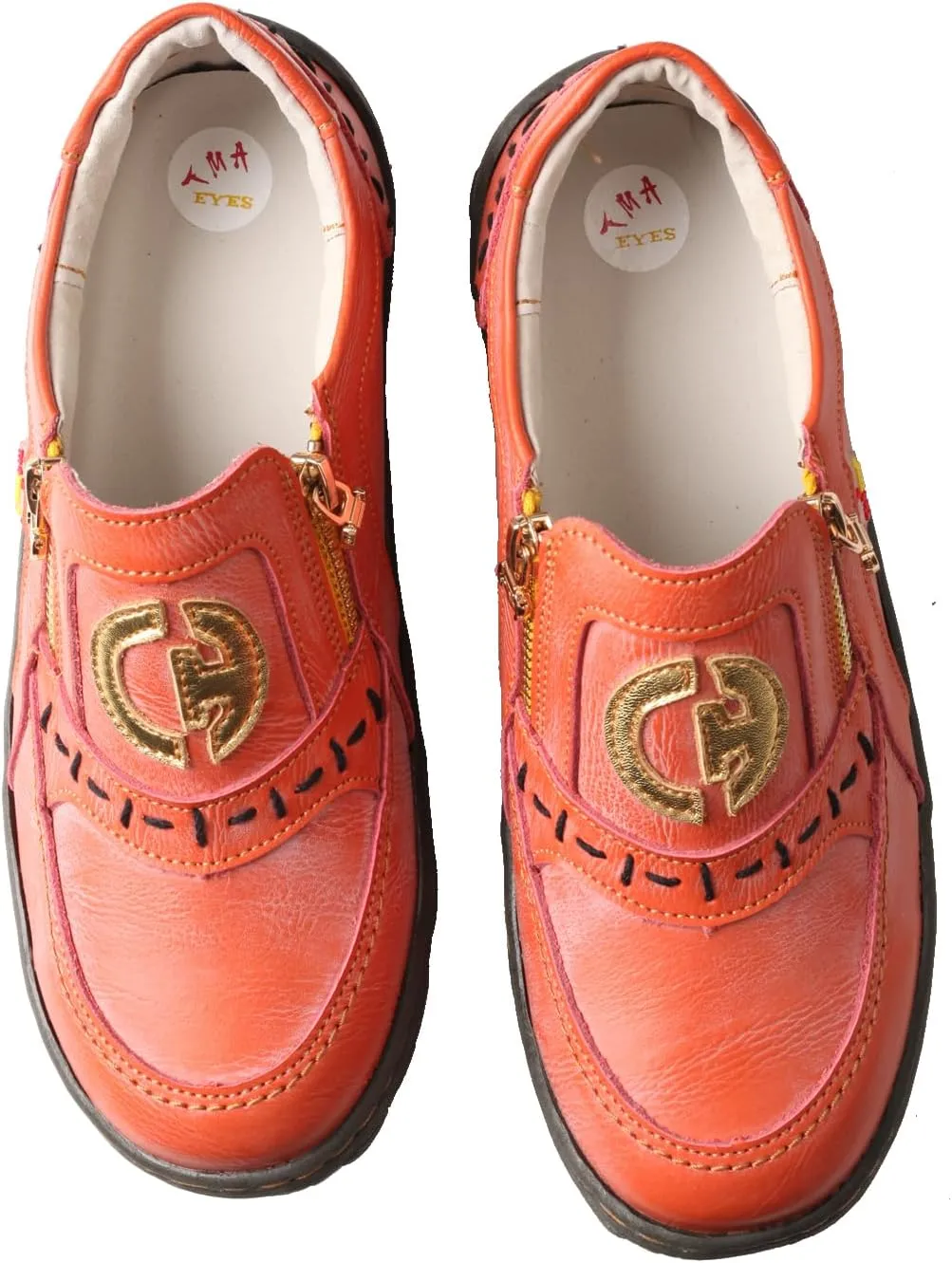 TMA EYES Women's Non-Slip Leather Casual Slip On Comfort Walking Flat Shoes