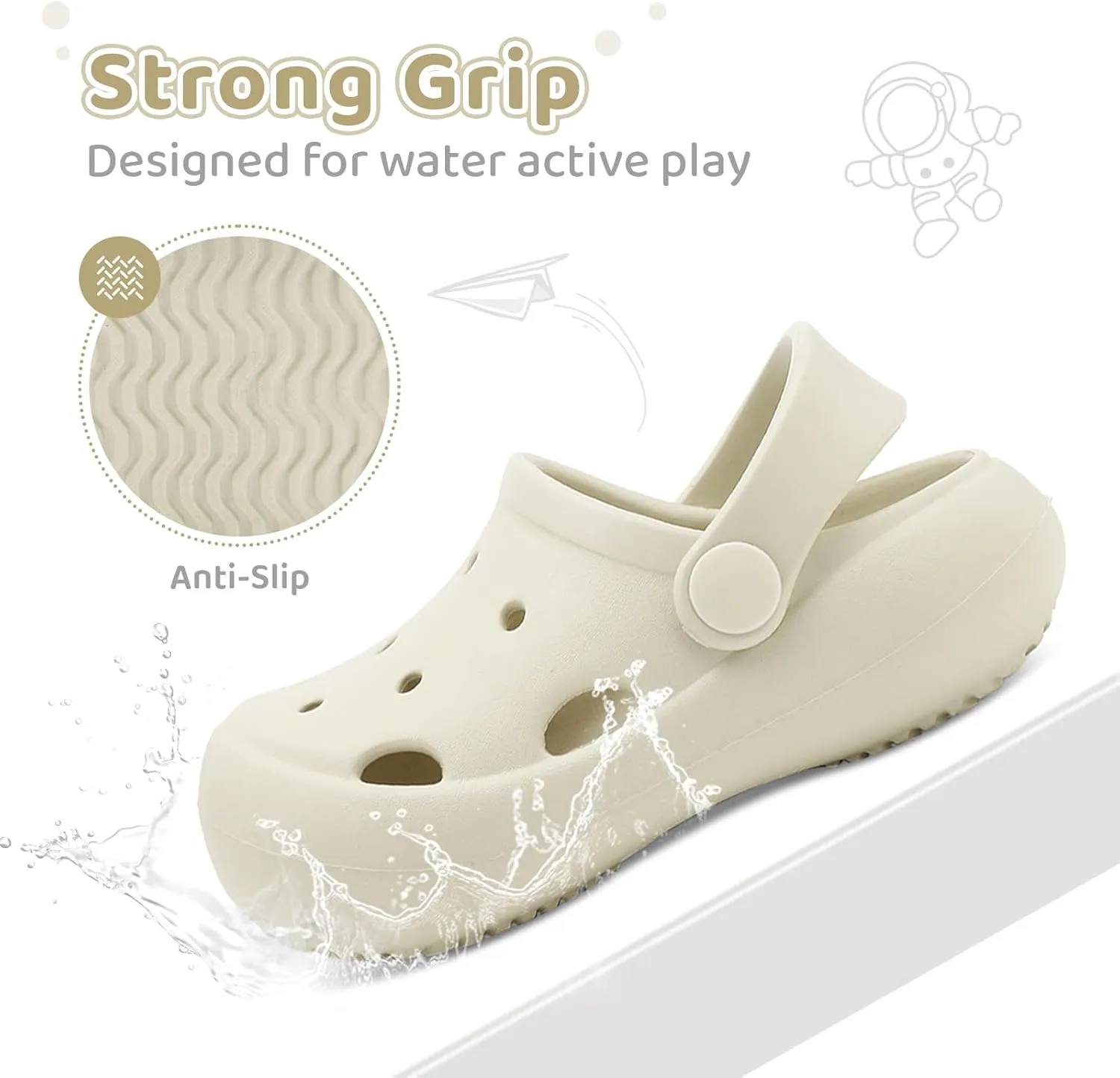 Toddler Classic Clogs Skin-Friendly Comfy Lightweight 丨Boys Girls Slip On Water Shoes