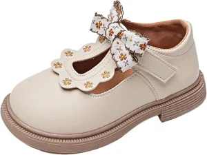 Toddler Girls Dress Bow Shoes Little Girls Loafers School 𝐔niform Mary Jane Flat For Girls Non-Slip Sole Casual Shoes
