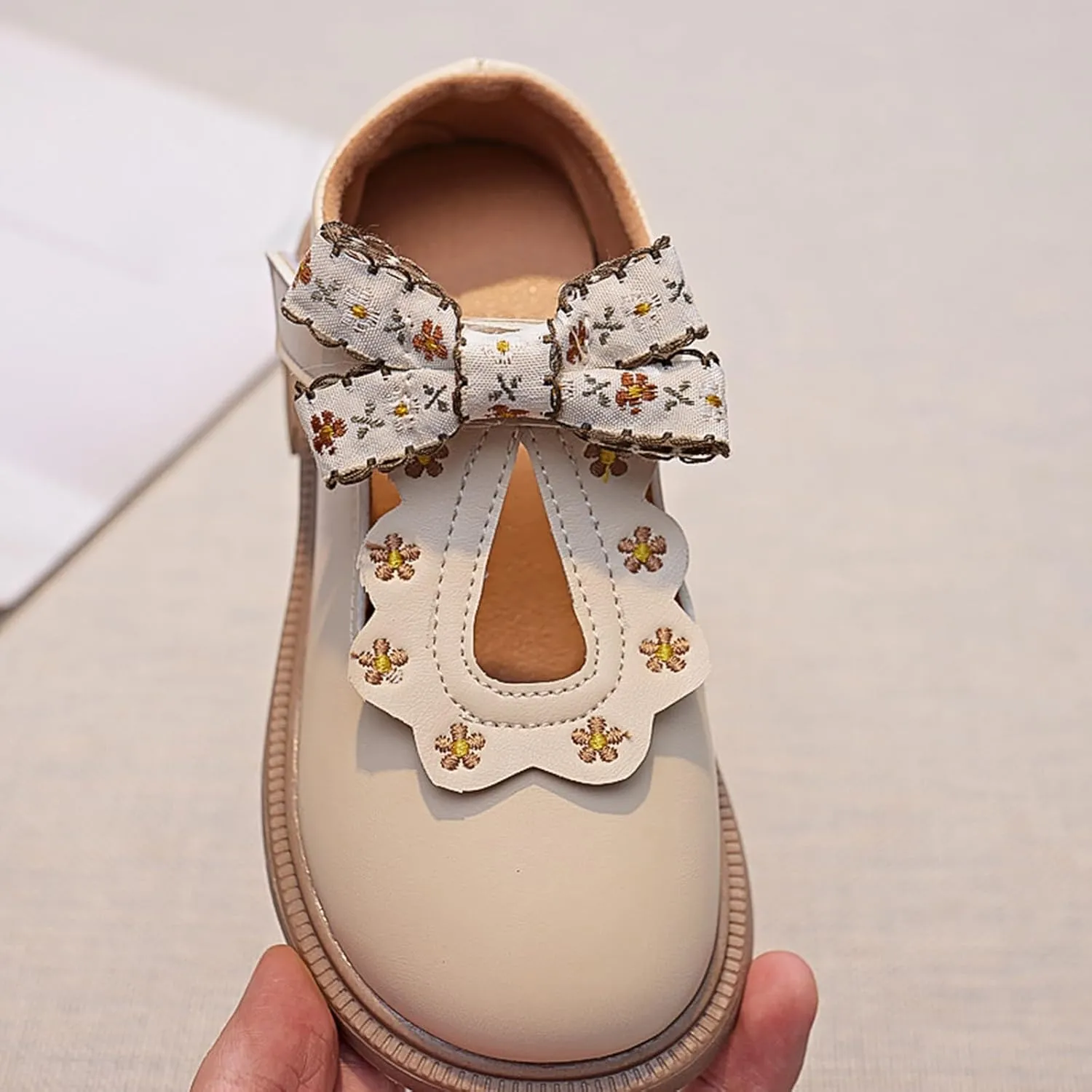 Toddler Girls Dress Bow Shoes Little Girls Loafers School 𝐔niform Mary Jane Flat For Girls Non-Slip Sole Casual Shoes