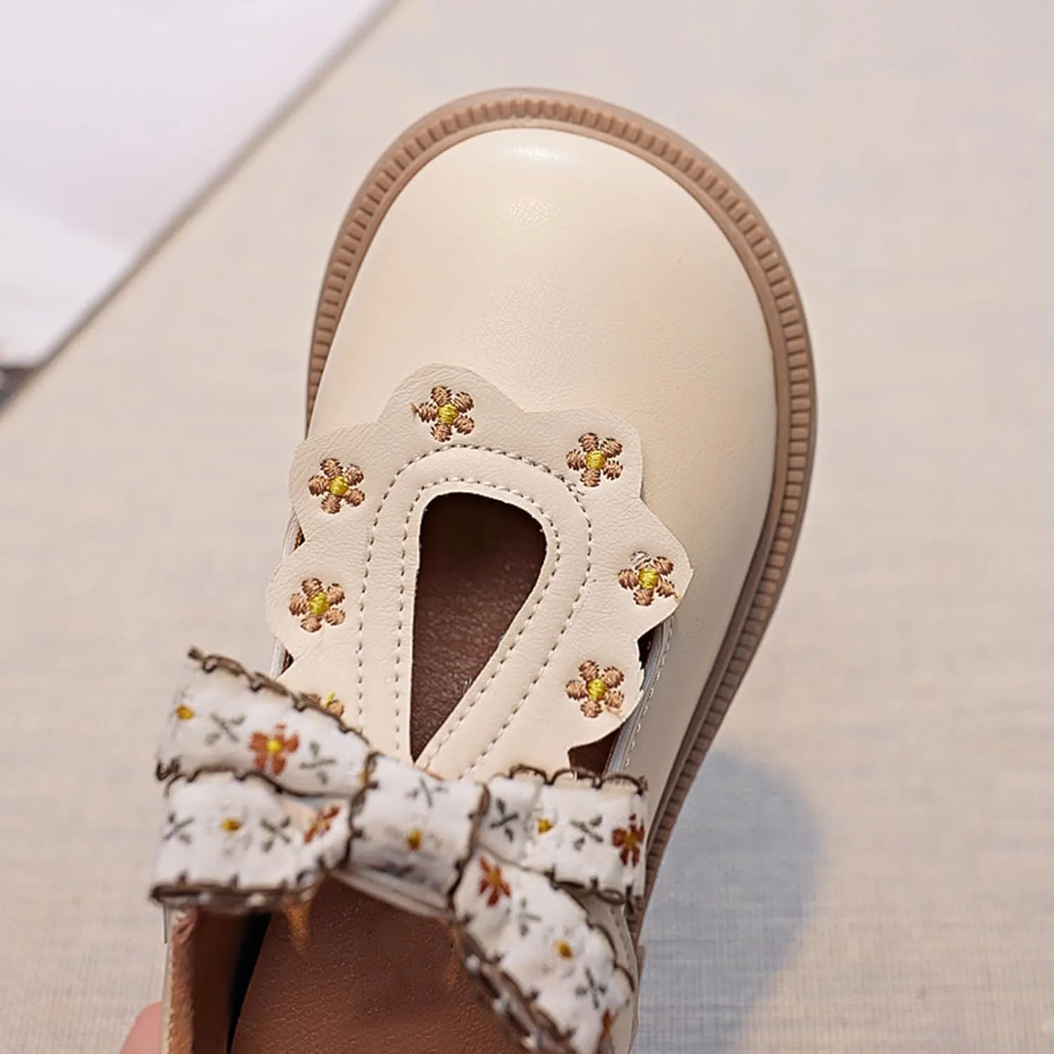 Toddler Girls Dress Bow Shoes Little Girls Loafers School 𝐔niform Mary Jane Flat For Girls Non-Slip Sole Casual Shoes