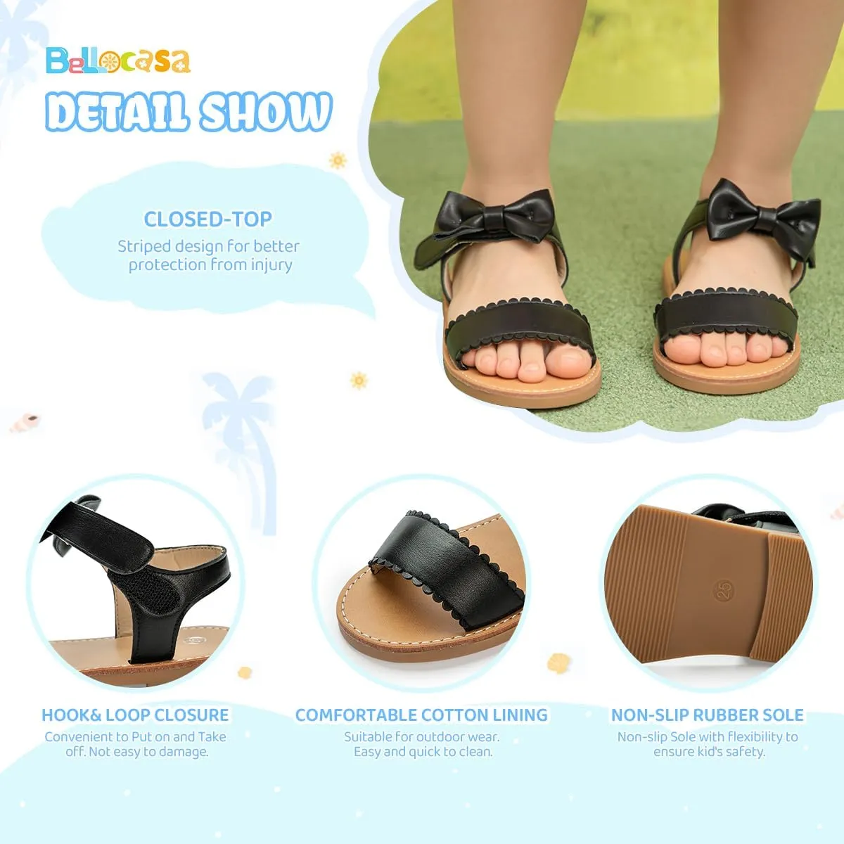 Toddler Girls Sandals Little Girl Summer Flat Sandal Baby Open Toe Outdoor Beach Holiday Dress Shoes