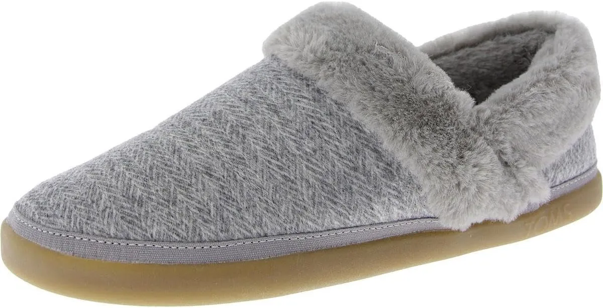 TOMS Womens Oslo Cozy Faux Fur Lined Loafer Slippers Gray 8 Medium (B,M)