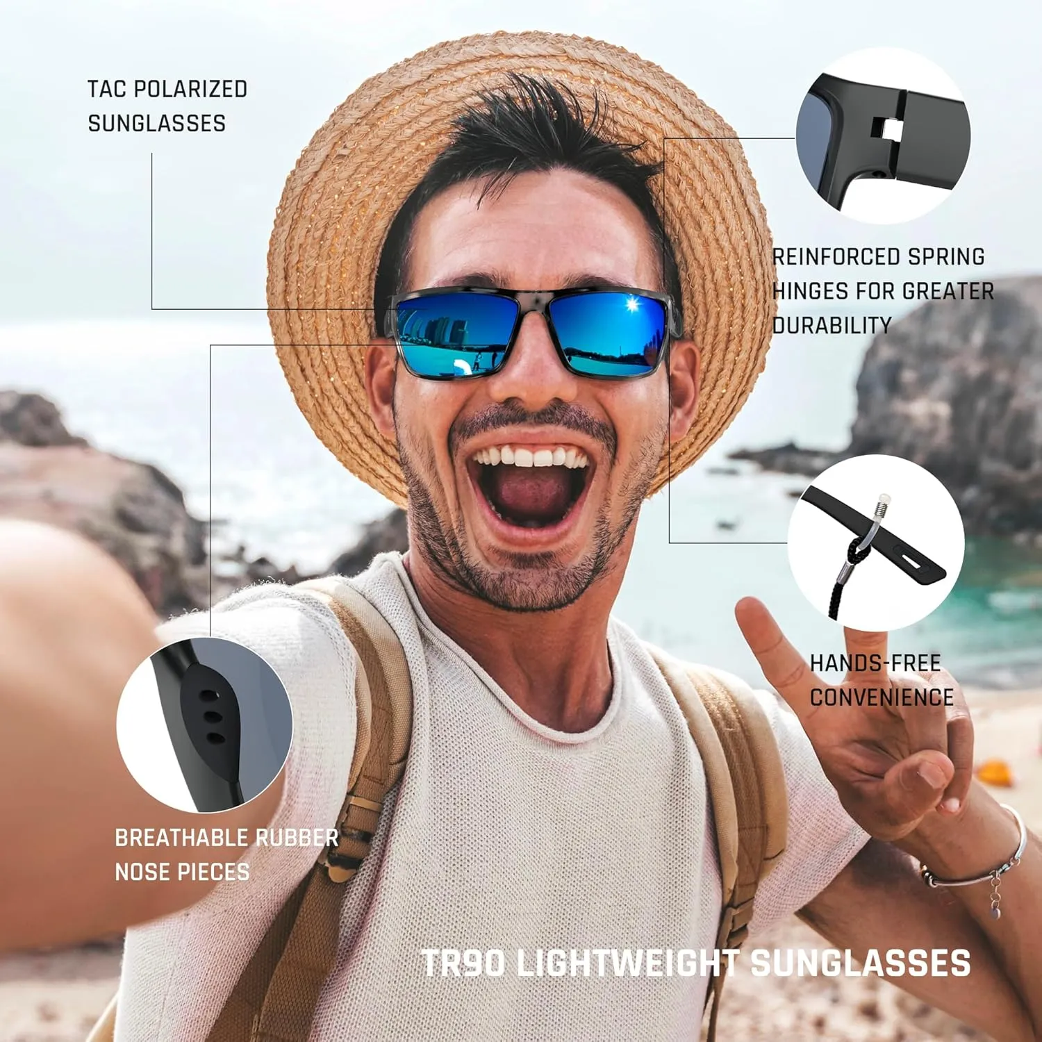 TOREGE Polarized Sports Sunglasses for Men and Women Cycling Running Golf Fishing Sunglasses TR26