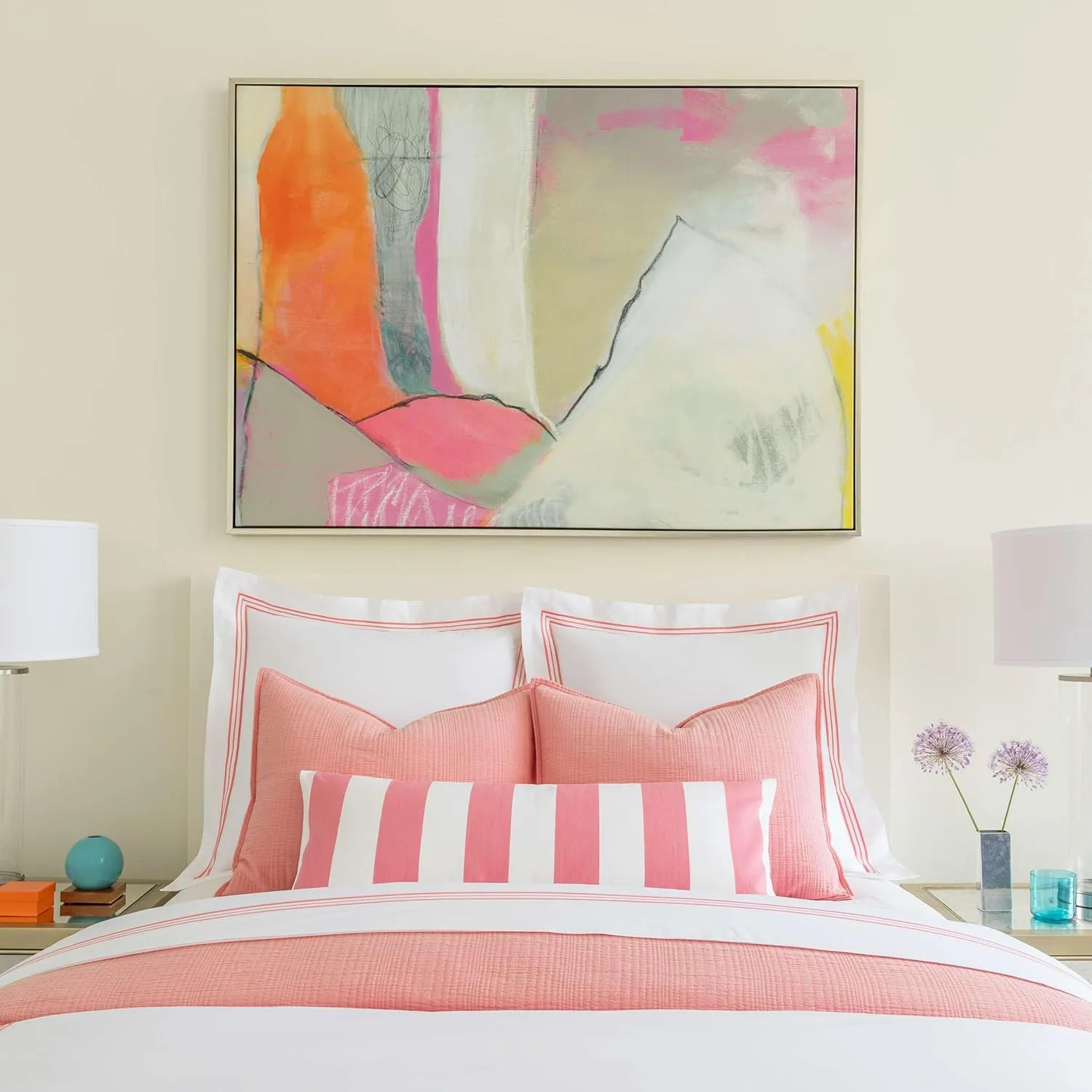 Trio Coral Flat Sheet, Full/Queen Size, Coral Solid Pattern