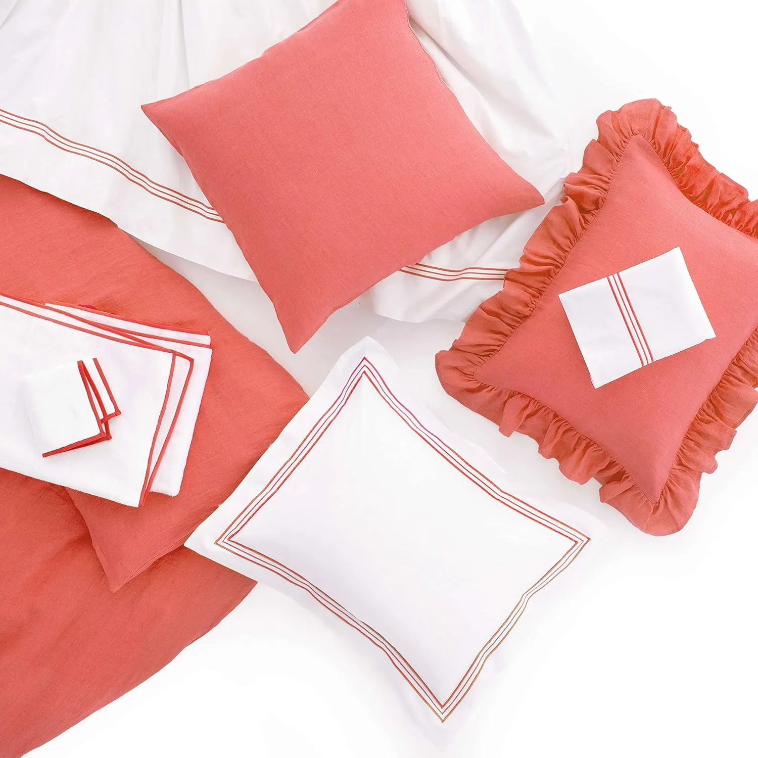 Trio Coral Flat Sheet, Full/Queen Size, Coral Solid Pattern