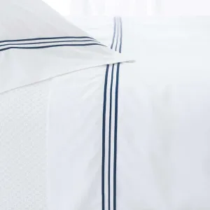 Trio Indigo Flat Sheet, Full/Queen Size, Blue Solid Pattern
