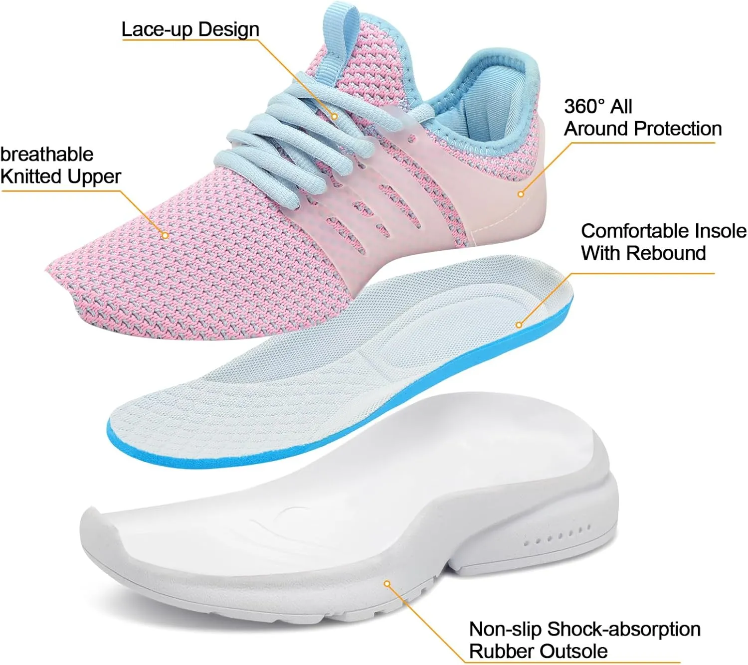 Troadlop Kids Sneaker Lightweight Breathable Running Tennis Boys Girls Shoes