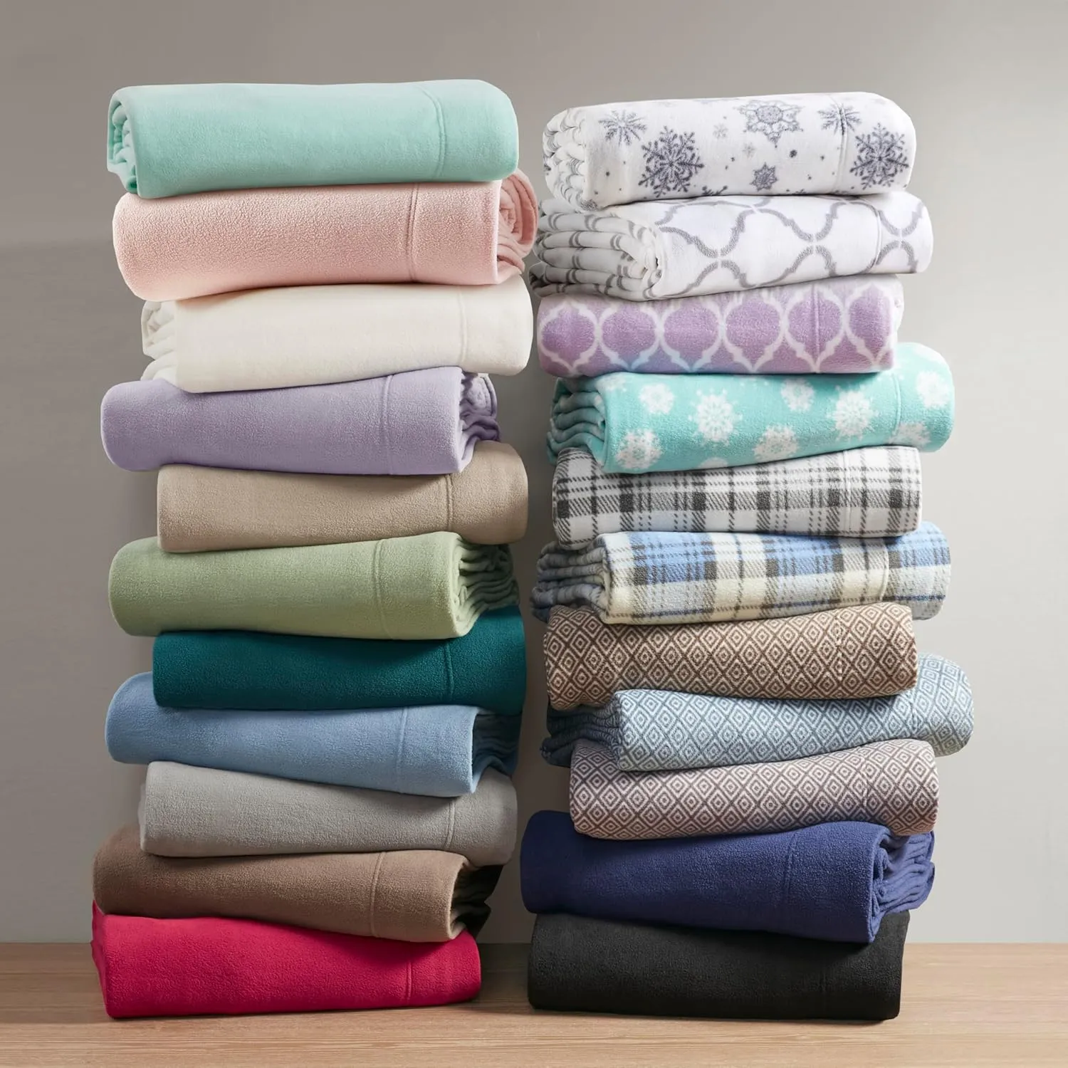 True North by Sleep Philosophy Micro Fleece Bed Sheet Set, Warm, Sheets with 14" Deep Pocket, for Cold Season Cozy Sheet-Set, Matching Pillow Case, Queen, Black, 4 Piece