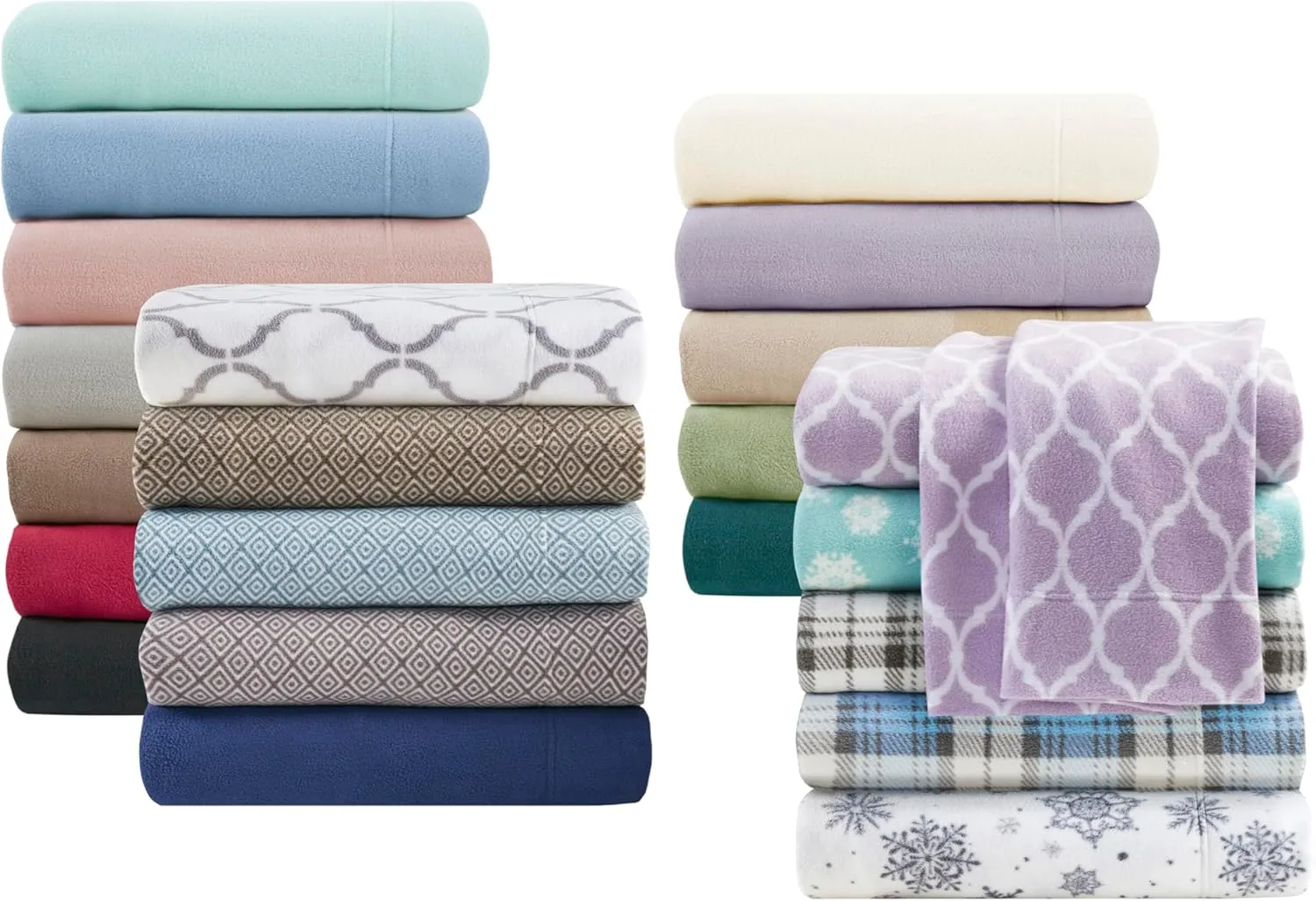 True North by Sleep Philosophy Micro Fleece Bed Sheet Set, Warm, Sheets with 14" Deep Pocket, for Cold Season Cozy Sheet-Set, Matching Pillow Case, Queen, Blue, 4 Piece