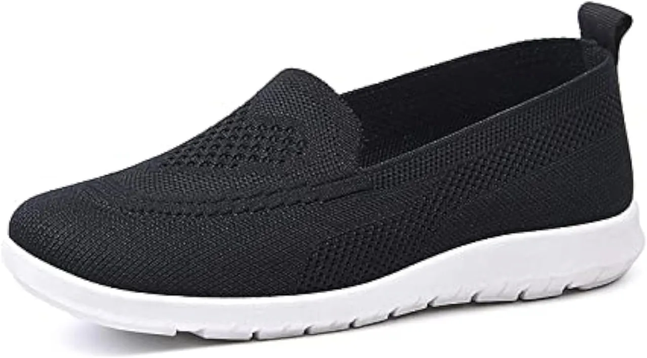 UGOSELEC Women's Mesh Walking Shoes Slip-on Sneakers,Non-Slip Breathable Athletic Comfortable Lightweight Flat Loafer Nurse Shoes
