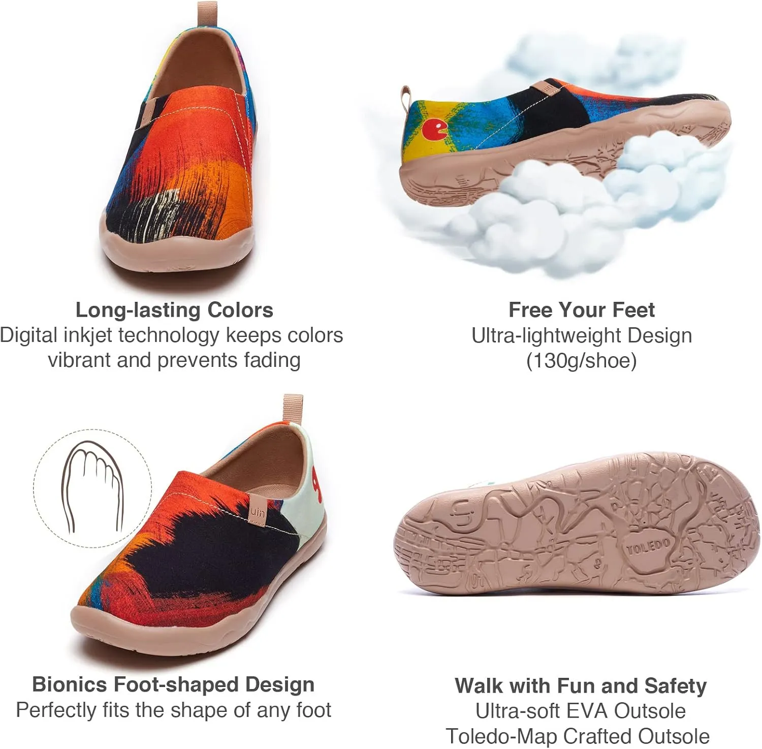UIN Men's Art Design Travel Shoes Slip On Casual Loafers Stylish Lightweight Comfort Fashion Sneaker