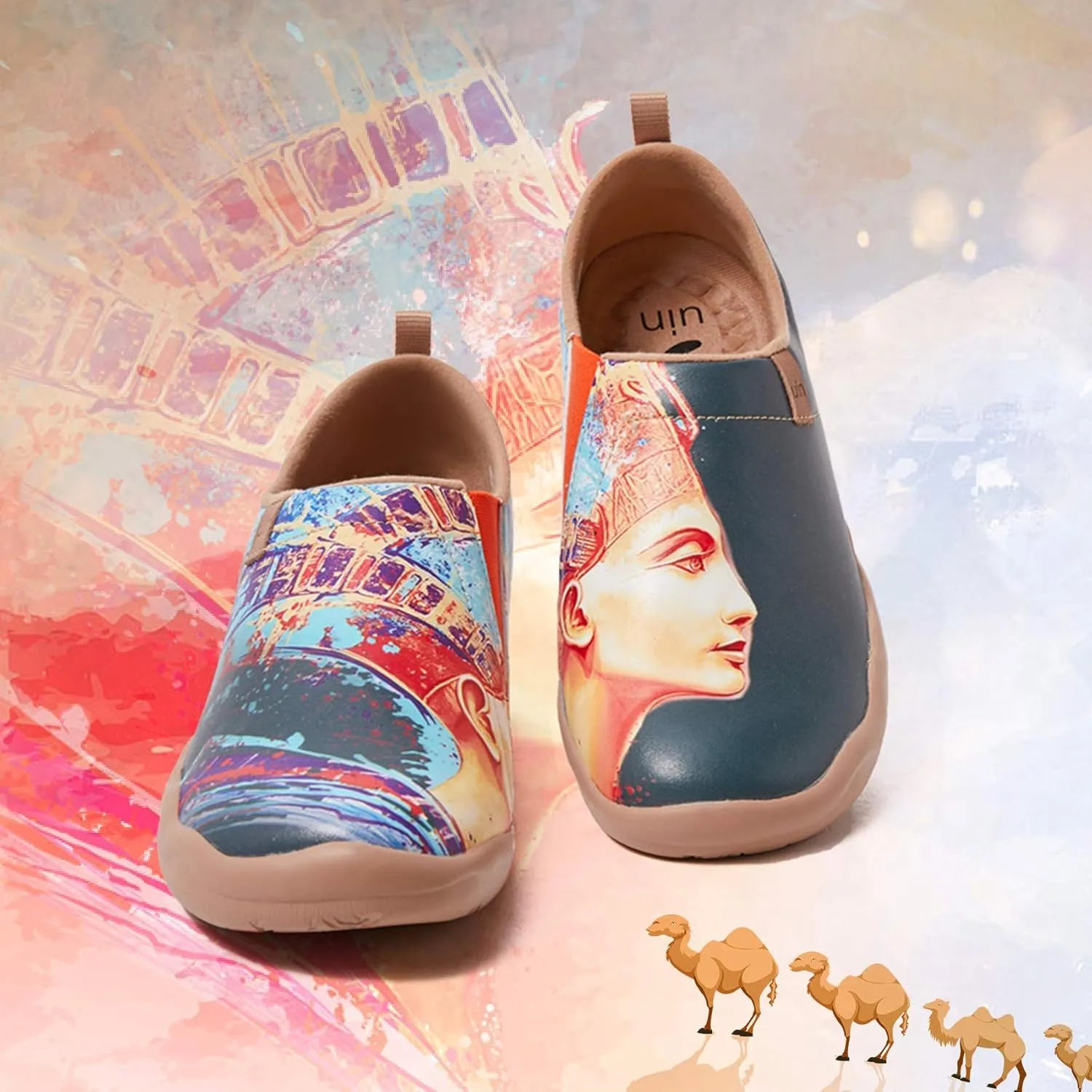 UIN Women's Artistic Design Slip-On Microfiber PU Shoes Stylish Comfortable Casual Loafers Lightweight Everyday Travel Footwear