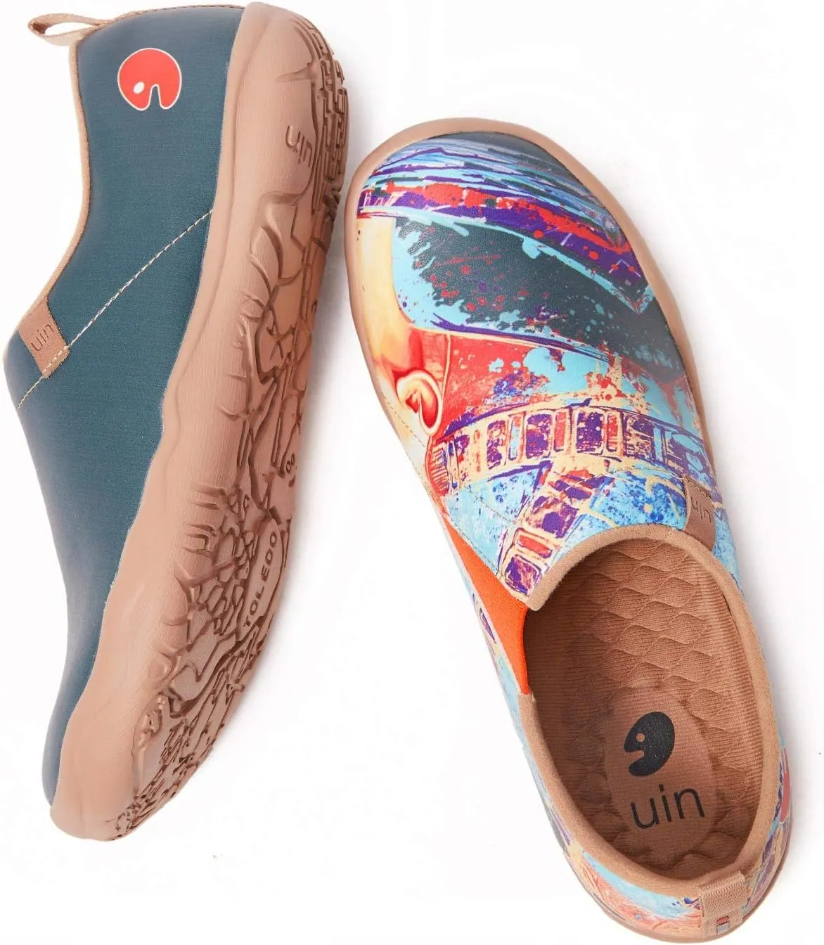 UIN Women's Artistic Design Slip-On Microfiber PU Shoes Stylish Comfortable Casual Loafers Lightweight Everyday Travel Footwear