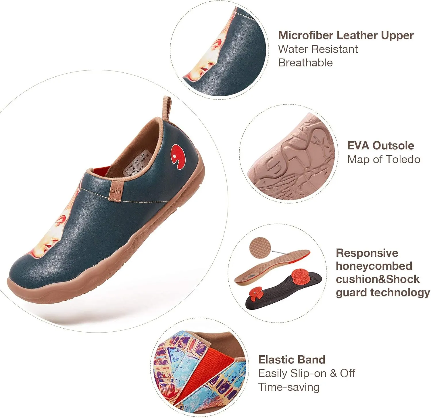UIN Women's Artistic Design Slip-On Microfiber PU Shoes Stylish Comfortable Casual Loafers Lightweight Everyday Travel Footwear