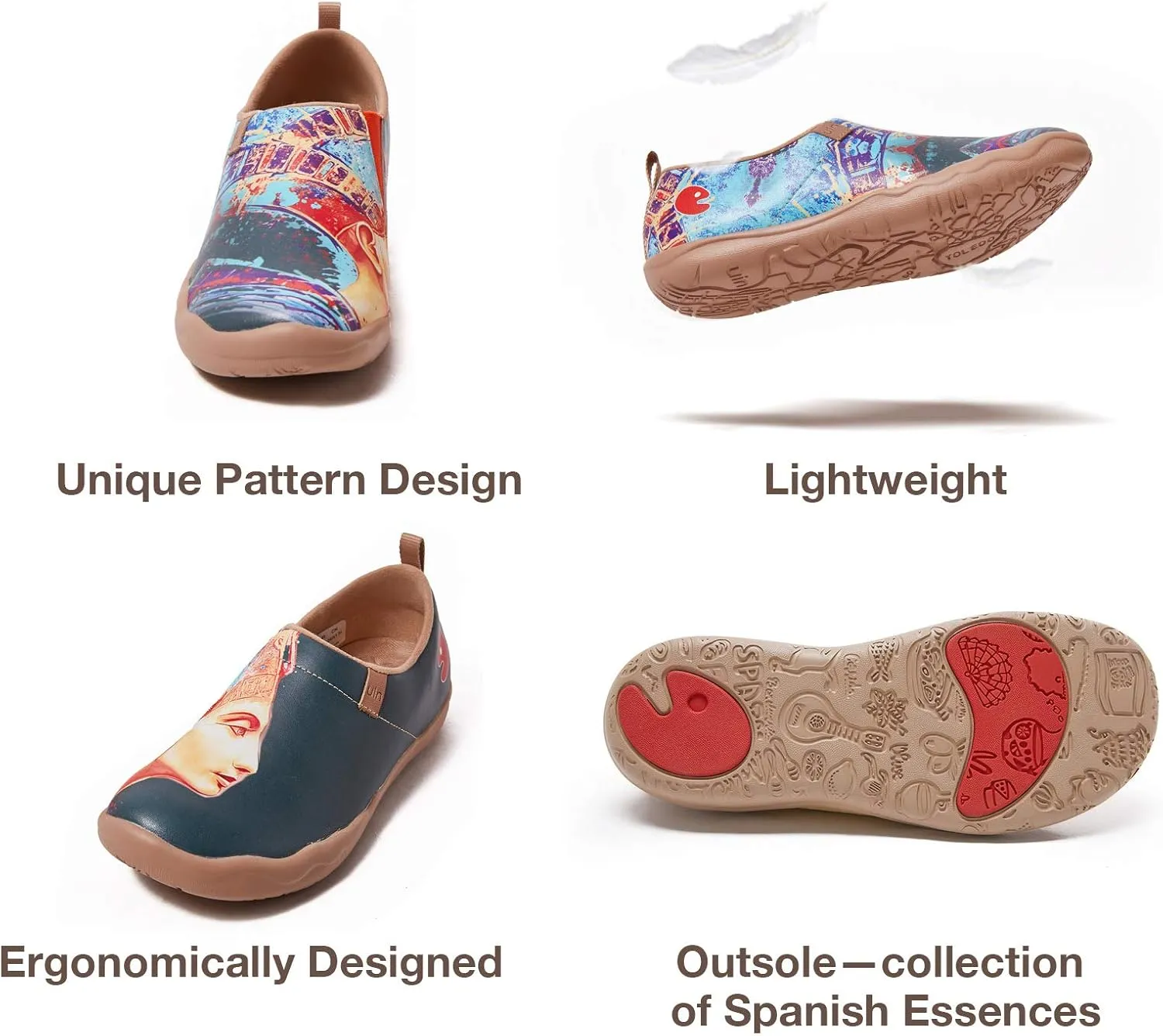 UIN Women's Artistic Design Slip-On Microfiber PU Shoes Stylish Comfortable Casual Loafers Lightweight Everyday Travel Footwear