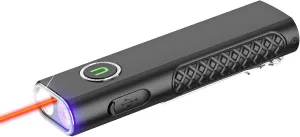 ULTRAFIRE Flat EDC Flashlight with White Light, UV and Red Beam, 1200 Lumens Rechargeable Triple Light Flashlight, Magnetic Compact Pocket EDC Light for Outdoors, Work, Emergency S3