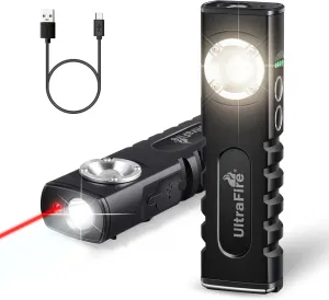ULTRAFIRE Rechargeable LED Work Light 350 Lumens Portable Magnetic Flat EDC Flashlights with Red Beam,3 Mode Pocket Small Lights with Clip for Working,Car Repairing,Camping,Emergency