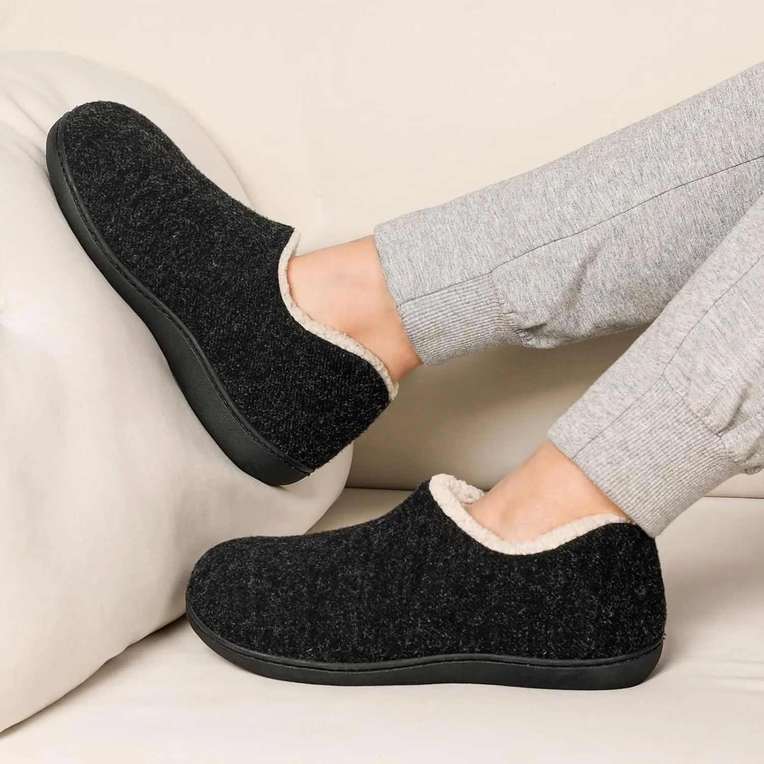 ULTRAIDEAS Women's Indoor Loafer House Slippers with Memory Foam, Ladies Warm Closed Back House Shoes with Non-Slip Outdoor Rubber Sole