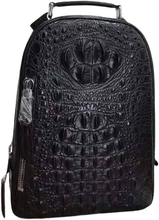 Unisex Style Genuine Crocodile Skin Women Men's Casual Brown Backpack Exotic Real Alligator Leather Male Large Travel Bag