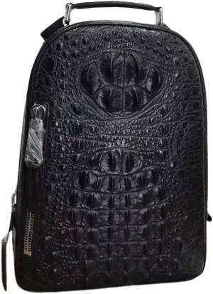 Unisex Style Genuine Crocodile Skin Women Men's Casual Brown Backpack Exotic Real Alligator Leather Male Large Travel Bag