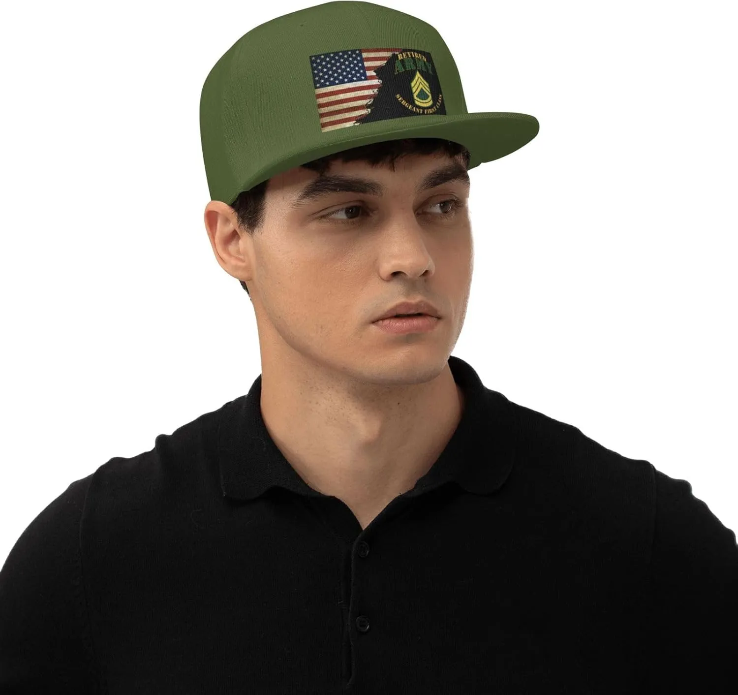 US Flag Army SFC Retired Unisex Flat Brim visor hat baseball cap