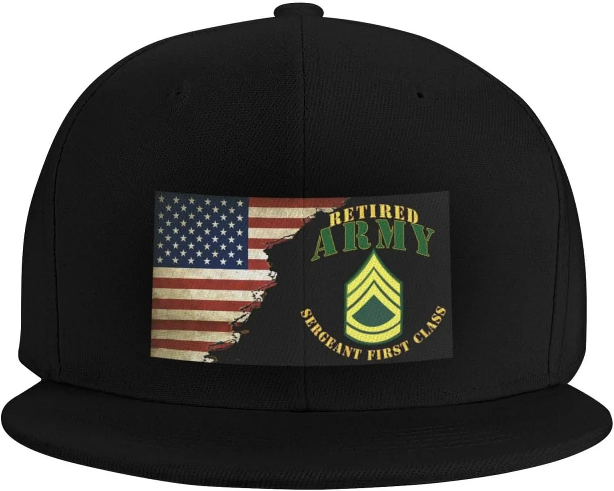 US Flag Army SFC Retired Unisex Flat Brim visor hat baseball cap